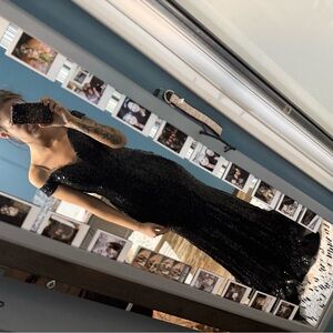 Elegant Black Sequin Evening Dress